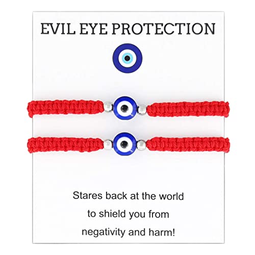 Sepfavo 2 Pcs Evil Eye Bracelets for Women, Protection Bracelet for Men Kids, Negative Energy Evil Eye Jewelry Nazar Bracelet, Red String Bracelet for Protection