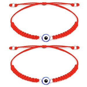 Sepfavo 2 Pcs Evil Eye Bracelets for Women, Protection Bracelet for Men Kids, Negative Energy Evil Eye Jewelry Nazar Bracelet, Red String Bracelet for Protection