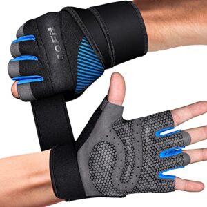 COFIT Breathable Workout Gloves, Antislip Weight Lifting Gym Gloves for Men Women with Wrist Wrap Support, Superior Grip & Palm Protection for Weightlifting, Fitness, Exercise, Training - Blue M