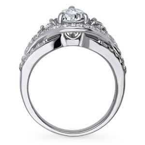 BERRICLE Sterling Silver Woven Wedding Engagement Rings Cubic Zirconia CZ Statement 3-Stone Cocktail Ring for Women, Rhodium Plated Size 8