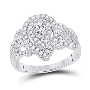 14kt white gold pear diamond solitaire bridal wedding engagement ring 1 cttw