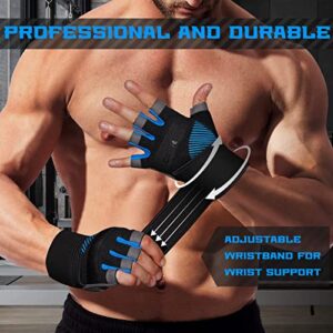 COFIT Breathable Workout Gloves, Antislip Weight Lifting Gym Gloves for Men Women with Wrist Wrap Support, Superior Grip & Palm Protection for Weightlifting, Fitness, Exercise, Training - Blue M