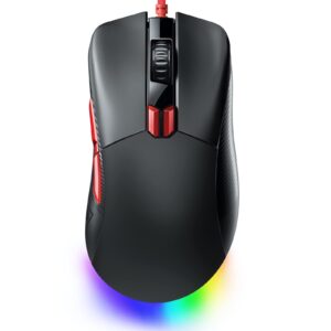 eksa gaming mouse, 16000 dpi optical sensor, 8 programmable buttons, rgb wired gaming mouse, fps/moba lightweight mouse gaming for windows pc/mac computer