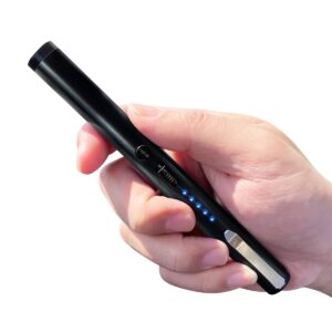 reax stun gun self defense pain pen with flashlight security pen usb rechargeable battery indicator(black)