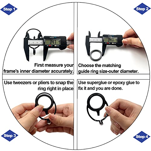 9KM DWLIFE Fishing Rod Repair Ceramic Guide Ring Replacement Kit 14 Sizes 0.13in to 1.86in (A - 28pcs)