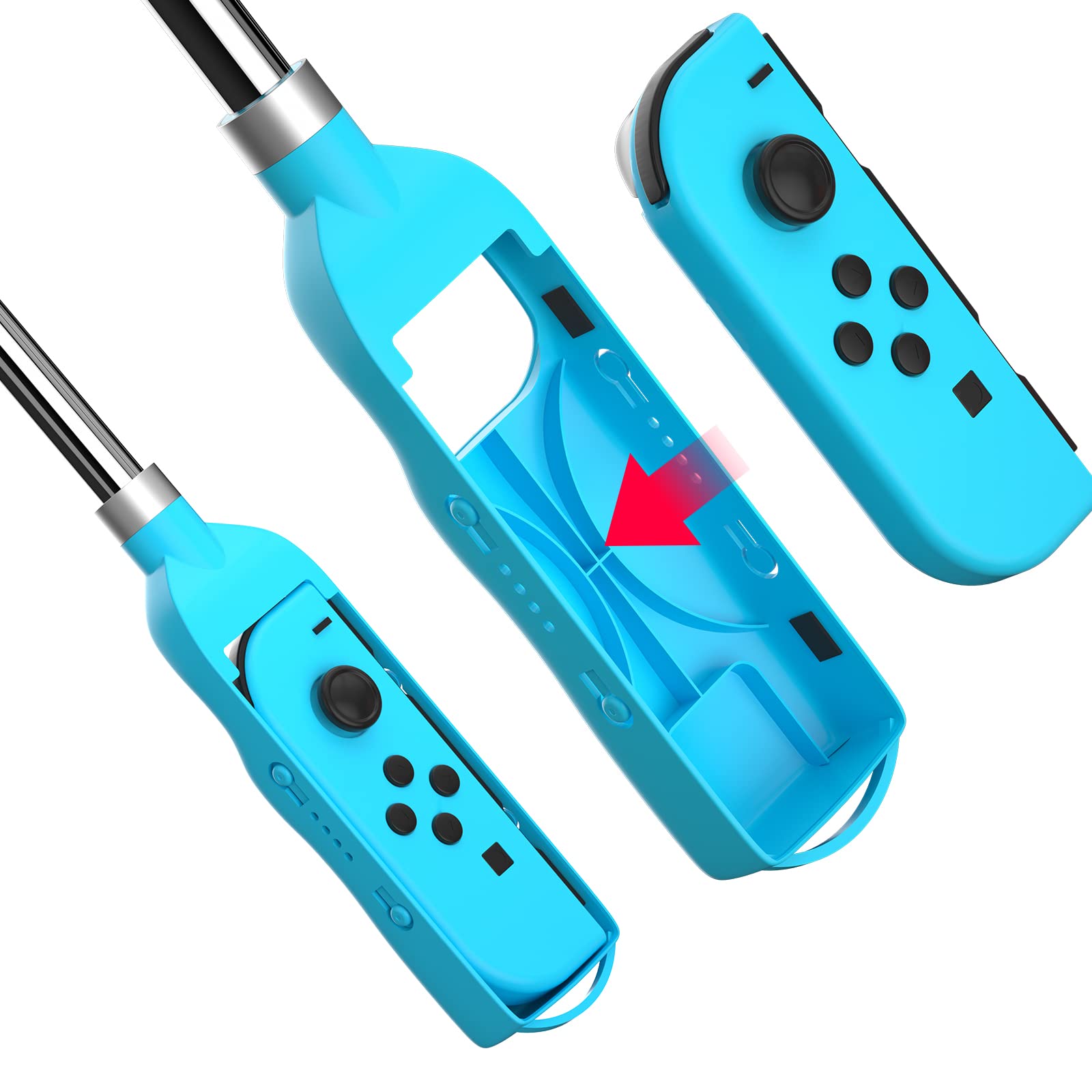 Golf Clubs for Nintendo Switch Mario Golf Super Rush 2021, Adjustable Handle Grip Compatible with Mario Golf Switch - Blue and Red