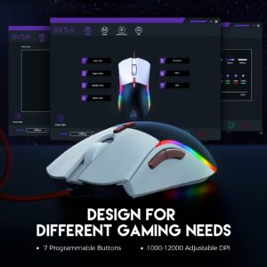 EKSA Gaming Mouse,Computer Mouse,Ergonomic Mouse, Adjustable 12000 DPI Wired Mouse for Windows/PC/Mac/Laptop Gamer