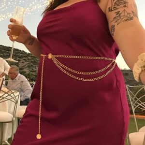 MODRSA Chain Belt Chain Gold Chain Belt for Women Plus Size Gold Waist Chain Belt Layered Womens Belts for Dress Gasparilla 0utfit Women Pirate Accessories 50" 130cm Long