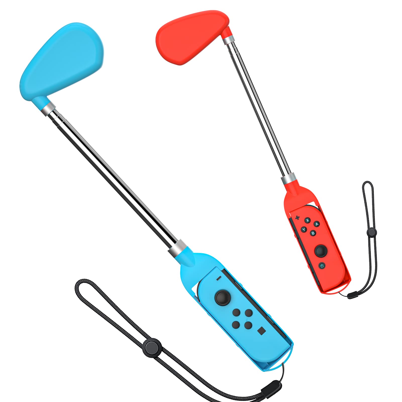 Golf Clubs for Nintendo Switch Mario Golf Super Rush 2021, Adjustable Handle Grip Compatible with Mario Golf Switch - Blue and Red