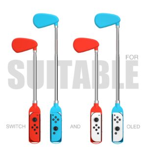 Golf Clubs for Nintendo Switch Mario Golf Super Rush 2021, Adjustable Handle Grip Compatible with Mario Golf Switch - Blue and Red