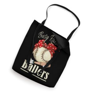 Womens Messy Bun Busy Raising Ballers Baseball Mother Mom Tote Bag