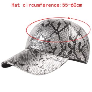 LABANCA Unisex Snakeskin Baseball Cap PU Leather Casual Trucker Baseball Cap Hat, Silver