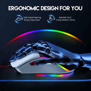 EKSA Gaming Mouse,Computer Mouse,Ergonomic Mouse, Adjustable 12000 DPI Wired Mouse for Windows/PC/Mac/Laptop Gamer