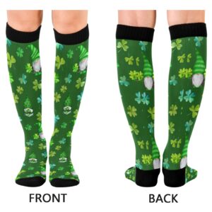 JUNZAN St Patrick Day Gnomes Compression Socks for Women & Men Circulation Long Socks for Running Cycling Athletic Nurse