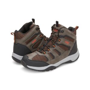 Khombu Windrip Mens Mid Waterproof Hiking Boots Multi-Terrain Lugs Hardy & Robust Design, Brown/Orange, 10