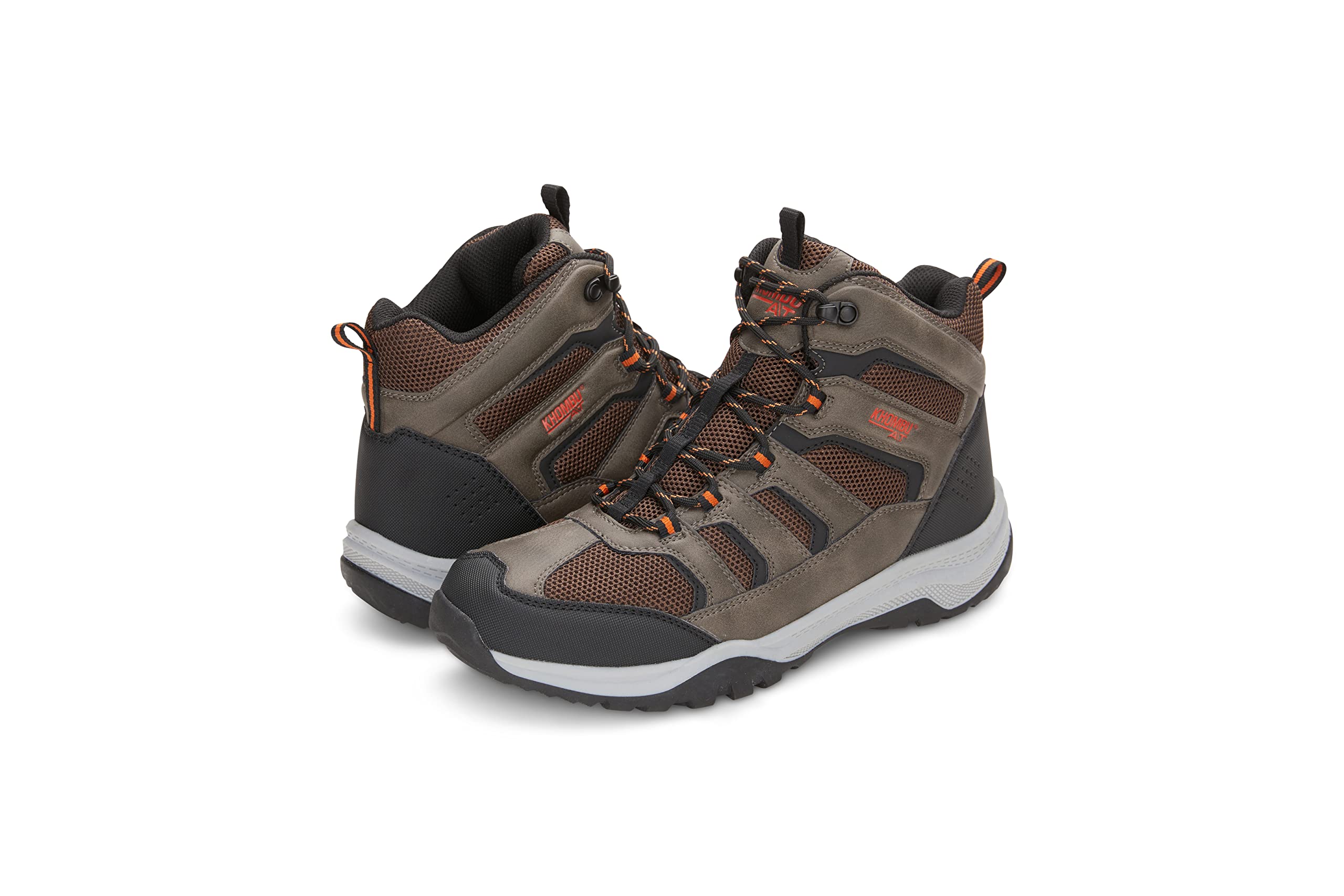 Khombu Windrip Mens Mid Waterproof Hiking Boots Multi-Terrain Lugs Hardy & Robust Design, Brown/Orange, 10