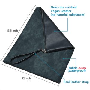 Wristlet Pouch Bag Two-Sided Fold Over Clutch For Women Tie-Dye Pattern Casual Clutch, Oeko-Tex Certified Vegan Leather (Black)