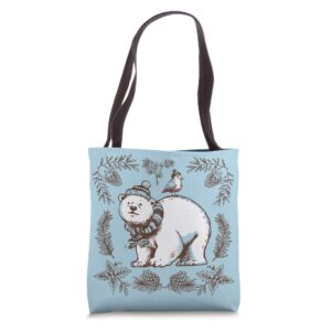 Christmas Winter Design Cute Polar Bear Kids and Toddlers Tote Bag