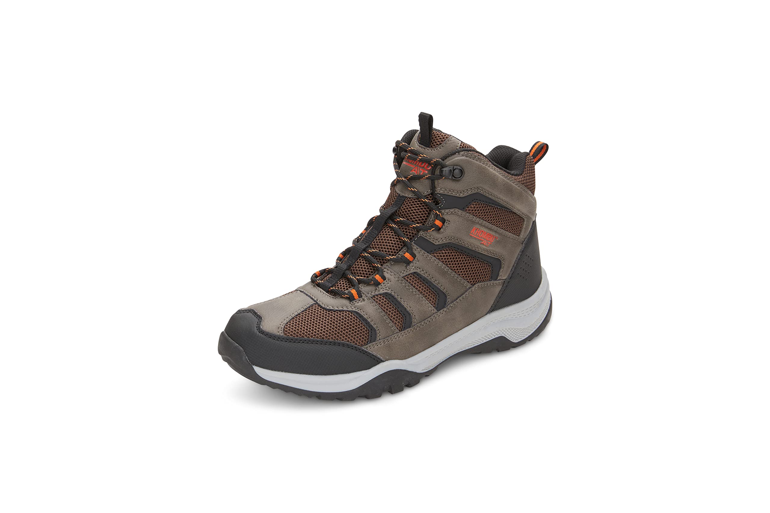 Khombu Windrip Mens Mid Waterproof Hiking Boots Multi-Terrain Lugs Hardy & Robust Design, Brown/Orange, 10