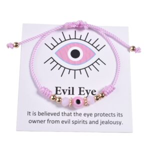 chorfla evil eye bracelet for women teen protection bracelet pink knot bracelet ojo anklet gift string rope thread for daughter niece granddaughter friend bff good luck christmas