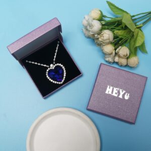 HEYu jewelry Titanic Heart Of The Ocean Love Heart Shaped Necklace With Royal Blue Crystal Pendant For Women Wife