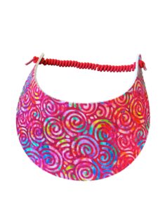 pickleball - fashion fabric foam sun visor for women - the sporty look - adjustable to any size head - no pressure & no headache! | red swirls