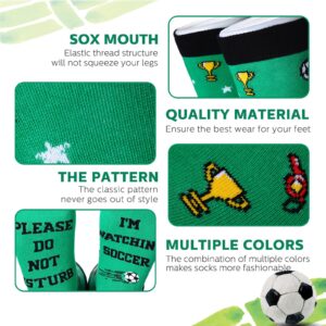 Coume 2 Pairs Soccer Lover Gifts Please Do Not Disturb I'm Watching Soccer Men's Novelty Soccer Socks Funny Sports Themed Crew Socks for Men Women Teen Boys, Black and Green