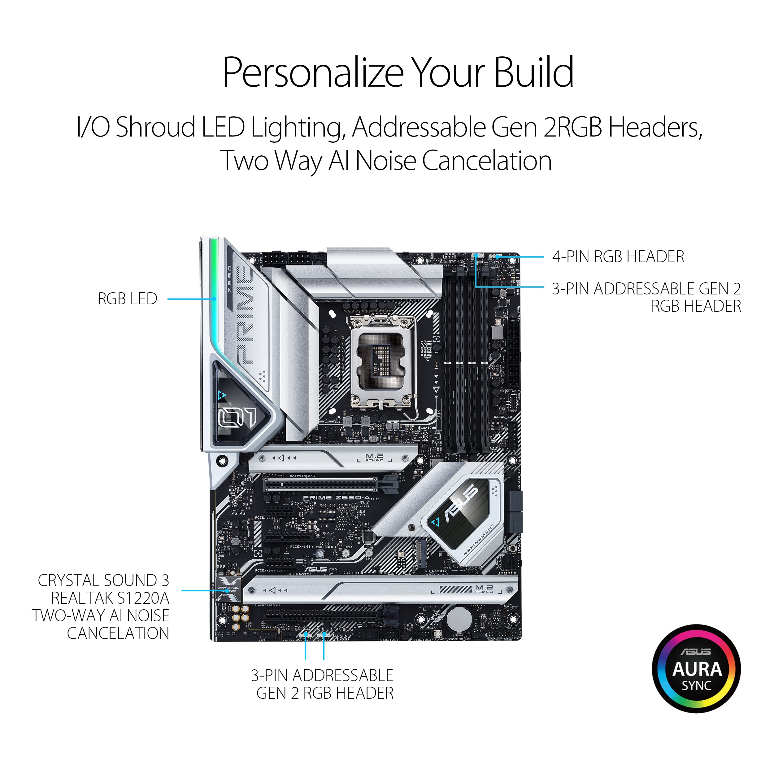 ASUS Prime Z690-A LGA 1700(Intel 12th) ATX Motherboard (16+1 DrMOS,PCIe 5.0,DDR5,4X M.2, Intel 2.5 Gb LAN,USB 3.2 Gen 2 Front Panel Type-C,Thunderbolt™ 4,Aura Sync RGB Lighting)