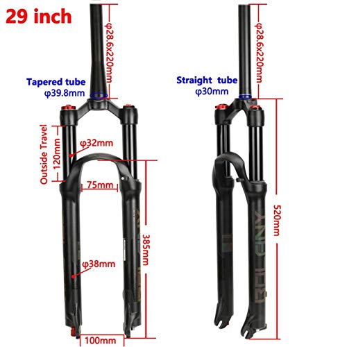 LvTu Magnesium Alloy Mountain Bike Front Fork 26/27.5/29 Inch Air Pressure Shock Absorber Suspension Fork Accessories (Color : Straight Manual Lockout, Size : 27.5 inch)