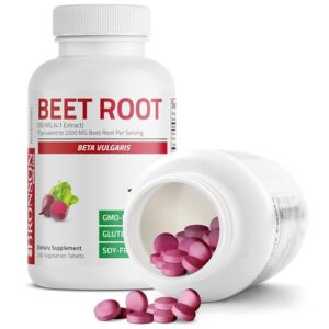 Bronson Beet Root Extra Strength (Equivalent to 2000mg Beet Root per Serving from 500mg 4:1 Extract), Non-GMO, 250 Vegetarian Tablets