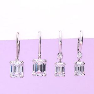 BERRICLE Sterling Silver Cubic Zirconia CZ Fashion Leverback Dangle Drop Earrings for Women, Rhodium Plated