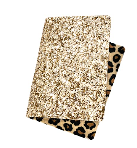 Womens Wallet Credit Card Loyality Card Coupons Holder Mini Photo Album Organizer (Chunky Gold Glitter & Leopard),one size