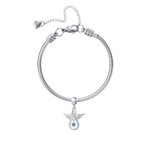 OutstandLong Angel Wings Infinity Blue Heart Crystal Women Beads Charms for Charm Bracelets Jewelry