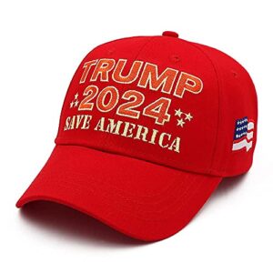 Trump Hat 2024 MAGA Hat Embroidered Save America Great Again Donald Trump Slogan with USA Flag Cap Trump Merchandise Gift for Woman Men