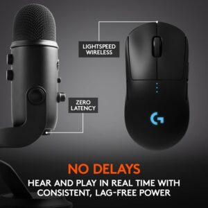 Logitech G Pro Wireless Gaming Mouse with Esports Grade Performance and Blue Yeti USB Mic, Blue VO!CE Effects – Blackout