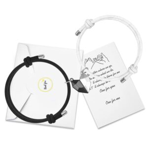 free-space best friend magnetic bracelets for 2 matching yin yang relationship attraction for friendship boyfriend girlfriend (heart)