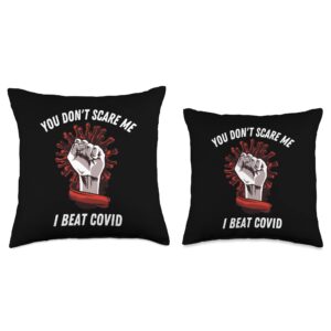 Covid Survivor Gift-Men/Women/Kids I Beat Covid Survivor Gift-I Beat Men/Women Covid Recovery Throw Pillow, 16x16, Multicolor