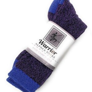 WARRIOR ALPACA SOCKS - Unisex Base Camp Alpaca Wool Hiking Socks for Men & Women (Large, Blue/Plum)