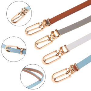 Uoeo Set of 10 Womens Thin Belts Women Skinny PU Leather Belt Adjustable Thin Waist Belt