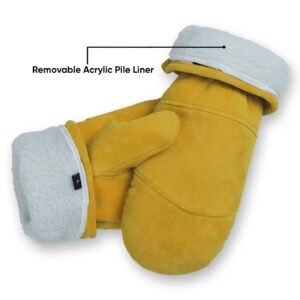 AMERICAN FUR Deerskin Suede Mittens - Gold Insulated (Large)