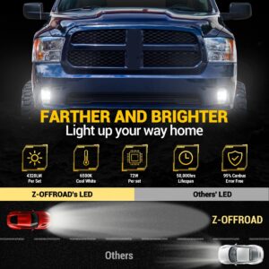 Z-OFFROAD LED Fog Lights w/White DRL Compatible with 2013-2018 Dodge Ram 1500 Bumper Driving Lamps Replacement Assembly Kit - Black