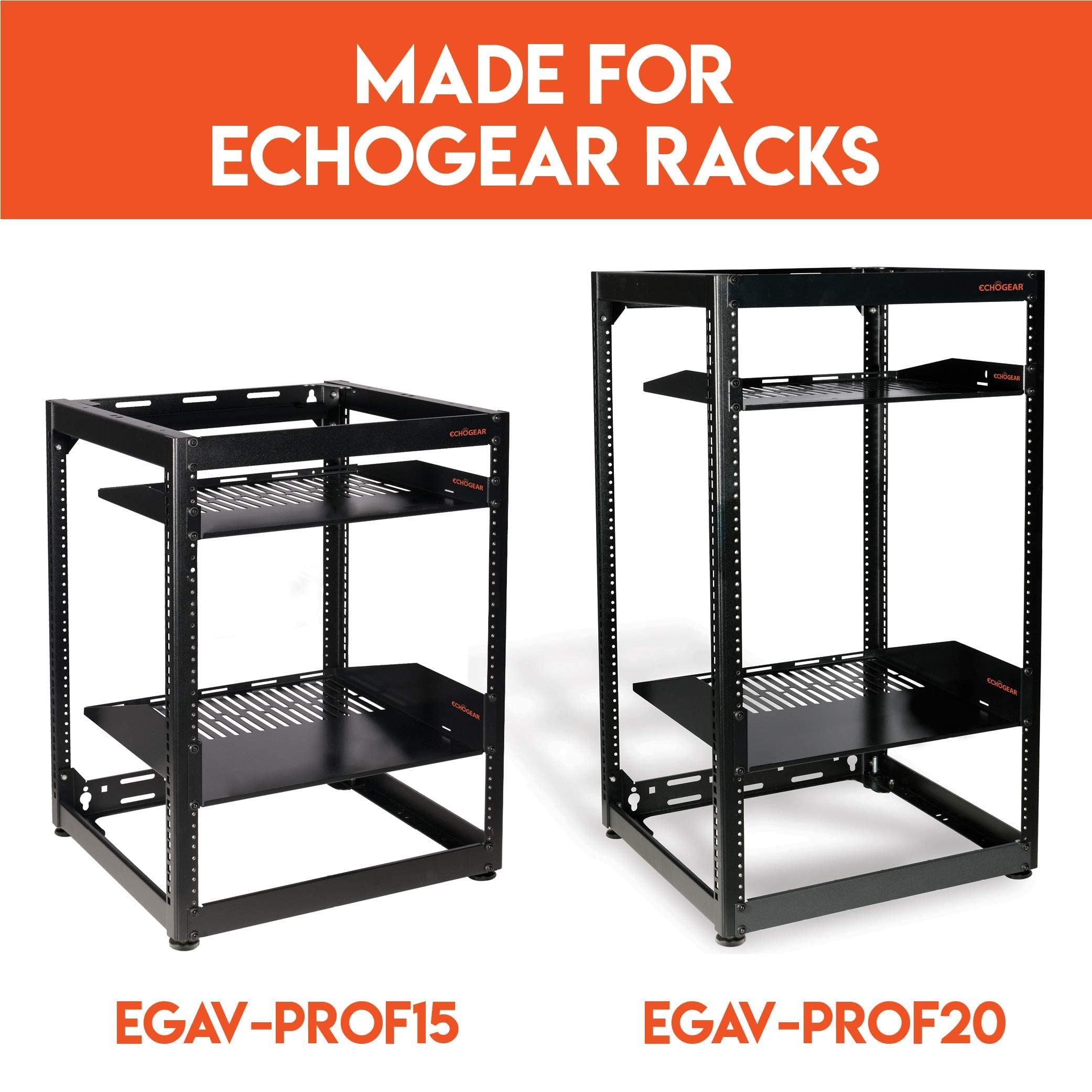 ECHOGEAR 20U Open Frame Rack & Caster Kit - Heavy Duty 4 Post Design Includes 2 Vented Shelves - Add Wheels to Your Serve Rack in Minutes