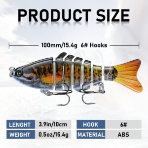 Fishing Lures Multi Jointed Fish Fishing Kits Slow Sinking Lifelike Swimbait Freshwater and Saltwater Crankbaits for Trout Bass Lures, 5 Pack with Box