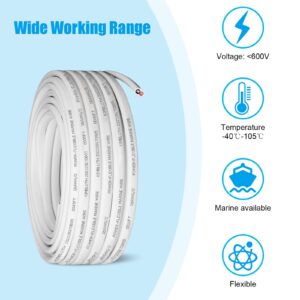 Kimbluth 16 Gauge Duplex Marine Wire Tinned Copper Boat Cable, 50ft 16 AWG Standard USA OFC Oxygen Free Copper Wire for Automotive Boat Speakers Solar Outdoors