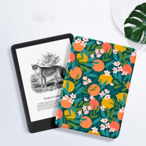 Ayotu Case for 6.8" Kindle Paperwhite 11th Generation 2021 and Signature Edition - PU Leather Cover with Auto Wake/Sleep - Only for Amazon Kindle Paperwhite 2021, The Flowers and Fruits