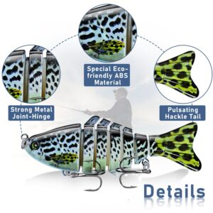 Fishing Lures Multi Jointed Fish Fishing Kits Slow Sinking Lifelike Swimbait Freshwater and Saltwater Crankbaits for Trout Bass Lures, 5 Pack with Box