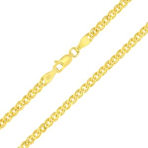 Nuragold 10K Yellow Gold 3.5mm Double Cuban Curb Link Chain Pendant Necklace, Womens Men Jewelry Lobster Clasp 16" 18" 20" 22" 24" 26"