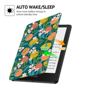 Ayotu Case for 6.8" Kindle Paperwhite 11th Generation 2021 and Signature Edition - PU Leather Cover with Auto Wake/Sleep - Only for Amazon Kindle Paperwhite 2021, The Flowers and Fruits