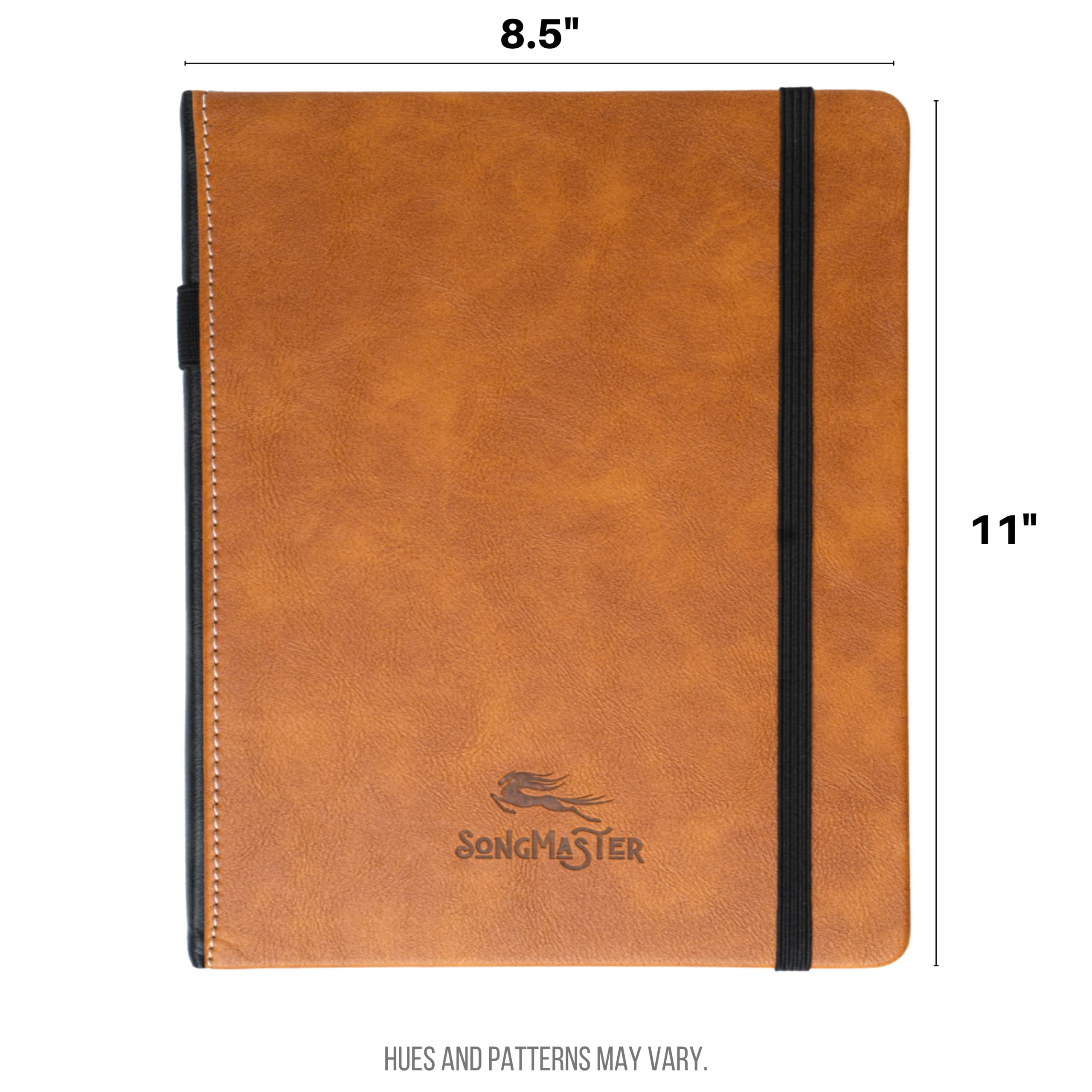 Songmaster Songwriting Journal 8.5x11 in • Crazy Horse Vegan Leather Music Notebook • 180 Page Hardcover Music Staff Paper Manuscript Paper Notebook Music Journal • 150 Free iVideosongs Lessons