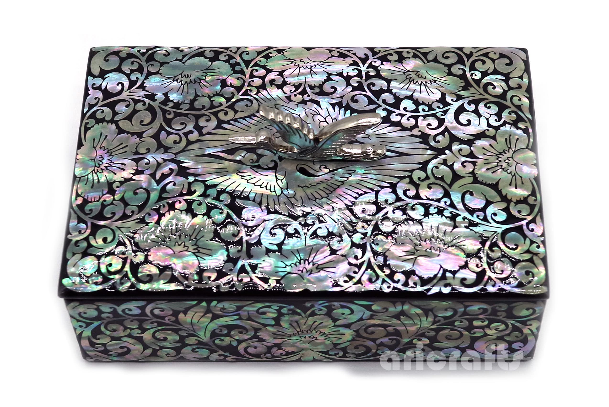 Mother of Pearl Nacre Lacquer Inlay Wooden Business Card Case, Business card Box, Desk Office Organizer, ID Box, Multi Box, Trinket Case